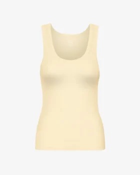 Camiseta de tirantes de punto acanalado orgánica para mujer - Amarillo suave