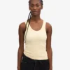 Camiseta de tirantes de punto acanalado orgánica para mujer - Amarillo suave