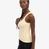 Camiseta de tirantes de punto acanalado orgánica para mujer - Amarillo suave