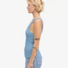 Camiseta de tirantes de punto acanalado orgánica para mujer - Azul mar