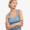 Camiseta de tirantes de punto acanalado orgánica para mujer - Azul mar