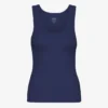 Camiseta de tirantes de punto acanalado orgánica para mujer - Azul marino