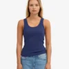 Camiseta de tirantes de punto acanalado orgánica para mujer - Azul marino