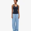 Camiseta de tirantes de punto acanalado orgánica para mujer - Azul marino
