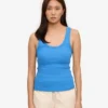 Camiseta de tirantes de punto acanalado orgánica para mujer - Azul Pacífico