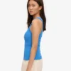 Camiseta de tirantes de punto acanalado orgánica para mujer - Azul Pacífico