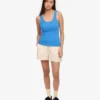 Camiseta de tirantes de punto acanalado orgánica para mujer - Azul Pacífico