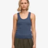 Camiseta de tirantes de punto acanalado orgánica para mujer - Azul petróleo