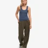 Camiseta de tirantes de punto acanalado orgánica para mujer - Azul petróleo