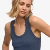 Camiseta de tirantes de punto acanalado orgánica para mujer - Azul petróleo