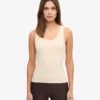Camiseta de tirantes de punto acanalado orgánica para mujer - Blanco marfil