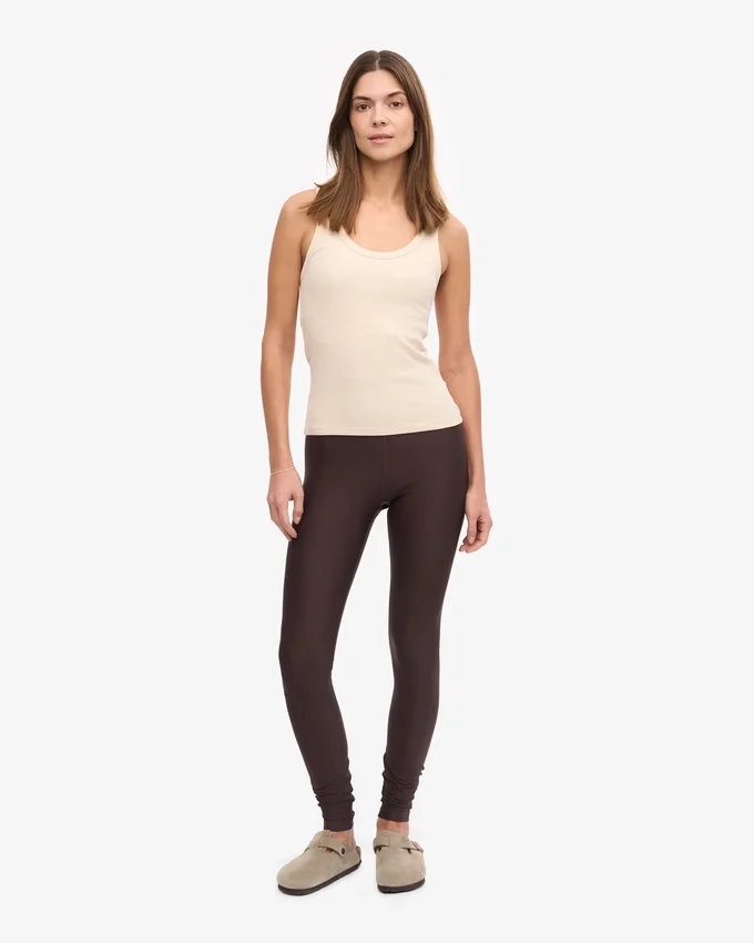 Camiseta de tirantes de punto acanalado orgánica para mujer - Blanco marfil