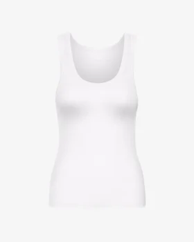 Camiseta de tirantes de punto acanalado orgánica para mujer - Blanco óptico