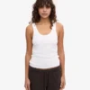 Camiseta de tirantes de punto acanalado orgánica para mujer - Blanco óptico