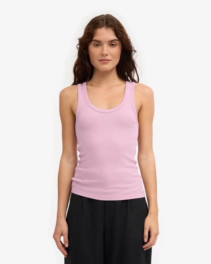 Camiseta de tirantes de punto acanalado orgánica para mujer - Flor de cerezo