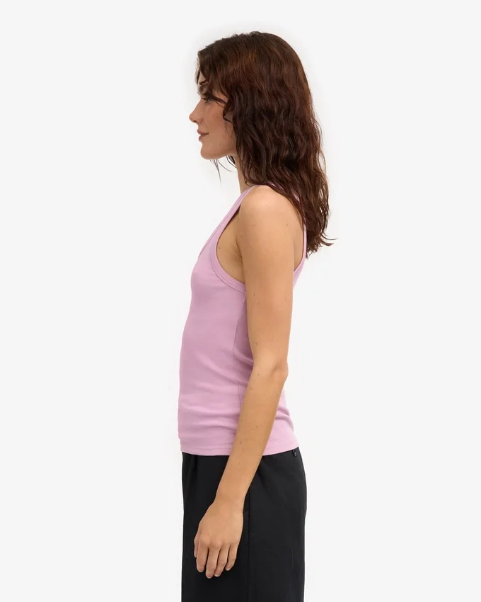 Camiseta de tirantes de punto acanalado orgánica para mujer - Flor de cerezo