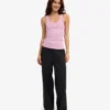 Camiseta de tirantes de punto acanalado orgánica para mujer - Flor de cerezo