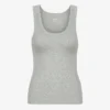 Camiseta de tirantes de punto acanalado orgánica para mujer - Gris jaspeado