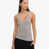 Camiseta de tirantes de punto acanalado orgánica para mujer - Gris jaspeado