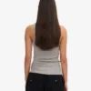 Camiseta de tirantes de punto acanalado orgánica para mujer - Gris jaspeado