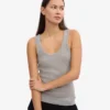 Camiseta de tirantes de punto acanalado orgánica para mujer - Gris jaspeado