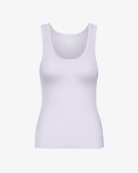 Camiseta de tirantes de punto acanalado orgánica para mujer - Lavanda suave