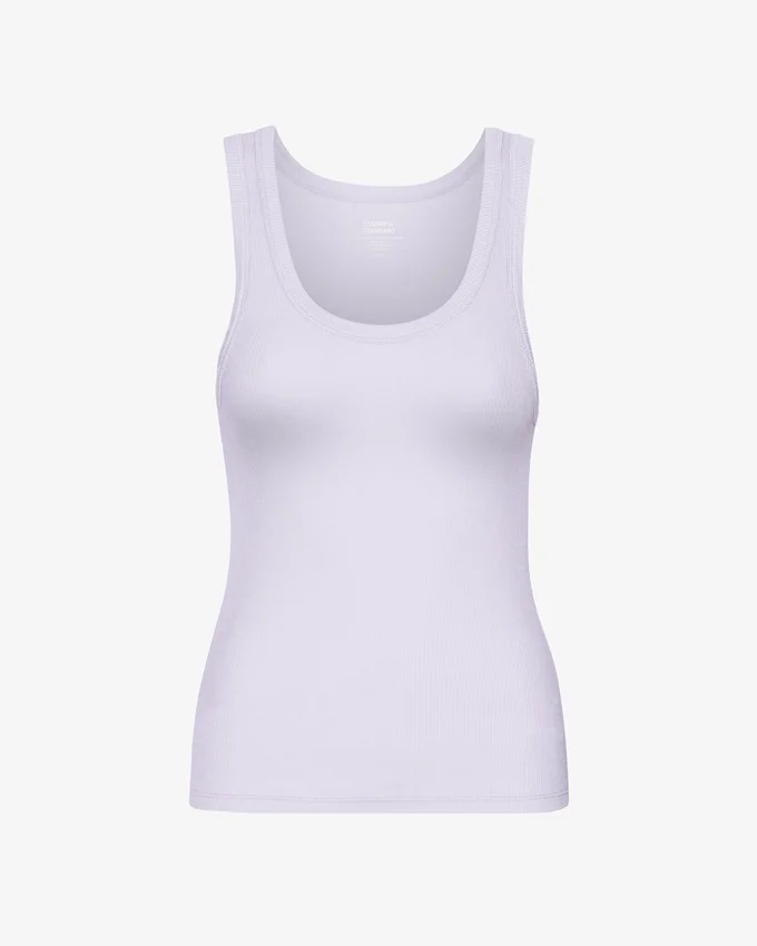 Camiseta de tirantes de punto acanalado orgánica para mujer - Lavanda suave
