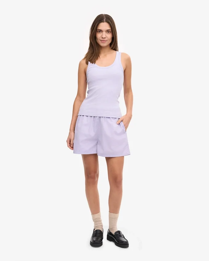 Camiseta de tirantes de punto acanalado orgánica para mujer - Lavanda suave