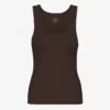 Camiseta de tirantes de punto acanalado orgánica para mujer - Marrón café