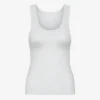 Camiseta de tirantes de punto acanalado orgánica para mujer - Mezcla de nieve