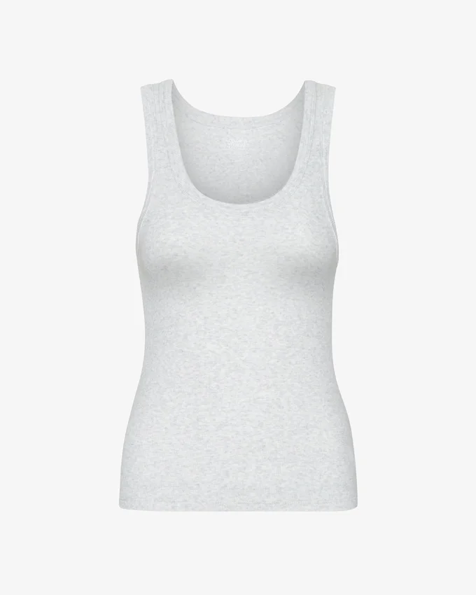 Camiseta de tirantes de punto acanalado orgánica para mujer - Mezcla de nieve