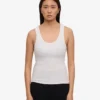 Camiseta de tirantes de punto acanalado orgánica para mujer - Mezcla de nieve