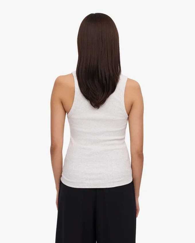 Camiseta de tirantes de punto acanalado orgánica para mujer - Mezcla de nieve