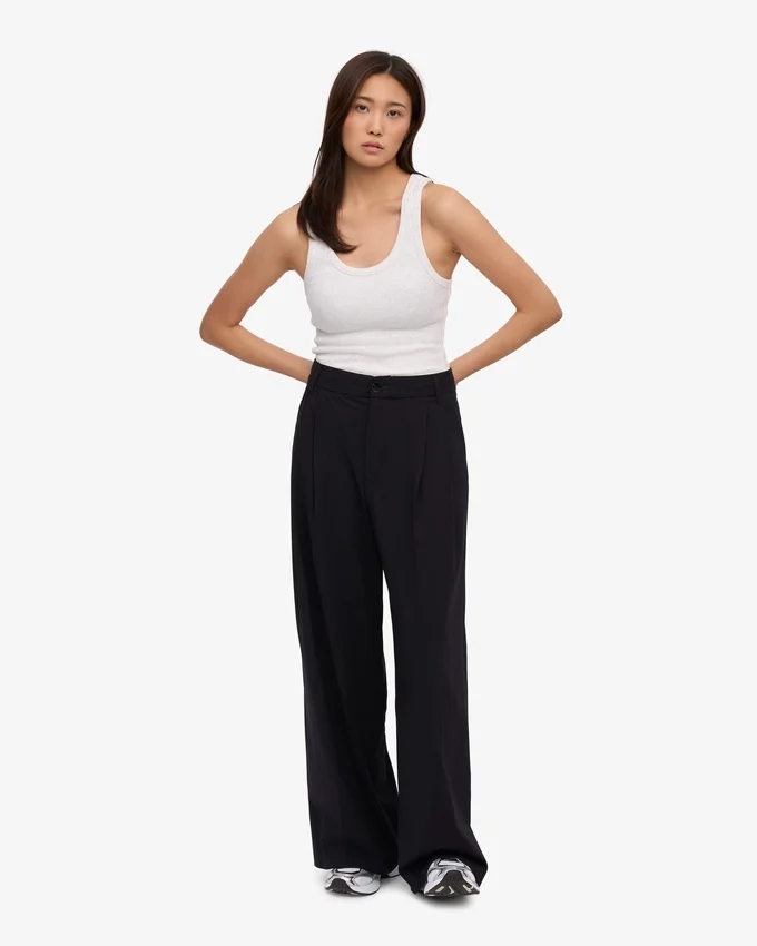 Camiseta de tirantes de punto acanalado orgánica para mujer - Mezcla de nieve