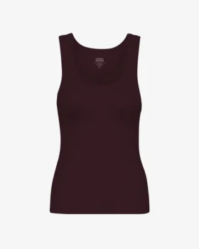 Camiseta de tirantes de punto acanalado orgánica para mujer - Rojo sangre