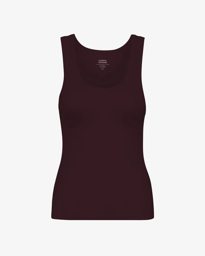 Camiseta de tirantes de punto acanalado orgánica para mujer - Rojo sangre