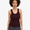 Camiseta de tirantes de punto acanalado orgánica para mujer - Rojo sangre