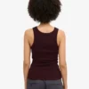 Camiseta de tirantes de punto acanalado orgánica para mujer - Rojo sangre
