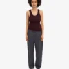 Camiseta de tirantes de punto acanalado orgánica para mujer - Rojo sangre