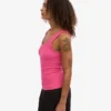 Camiseta de tirantes de punto acanalado orgánica para mujer - Rosa chicle