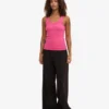 Camiseta de tirantes de punto acanalado orgánica para mujer - Rosa chicle