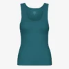 Camiseta de tirantes de punto acanalado orgánica para mujer - Verde océano
