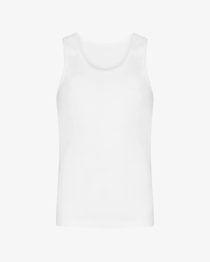 Camiseta de tirantes orgánica de canalé - Blanco óptico