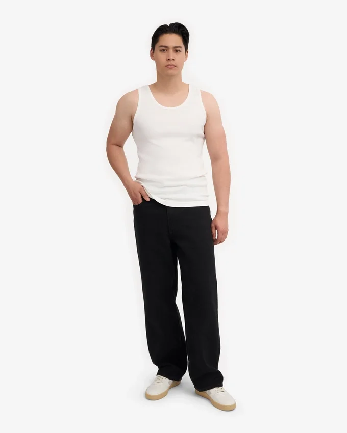 Camiseta de tirantes orgánica de canalé - Blanco óptico
