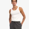 Camiseta de tirantes orgánica de canalé - Blanco óptico