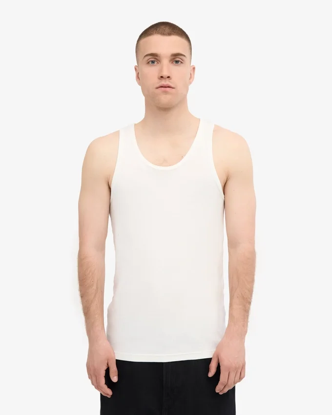 Camiseta de tirantes orgánica de canalé - Blanco óptico