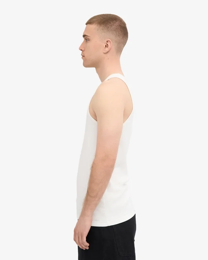 Camiseta de tirantes orgánica de canalé - Blanco óptico