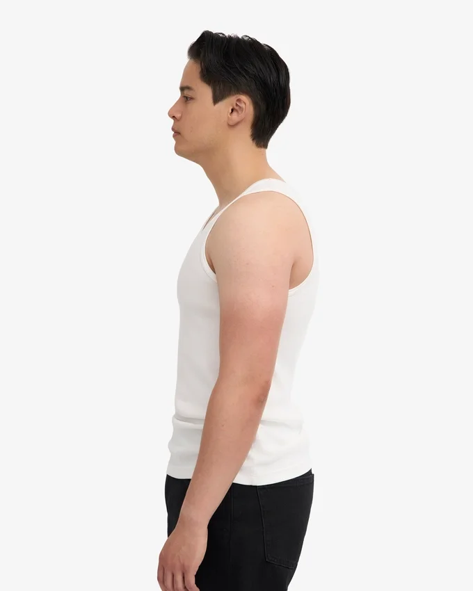 Camiseta de tirantes orgánica de canalé - Blanco óptico