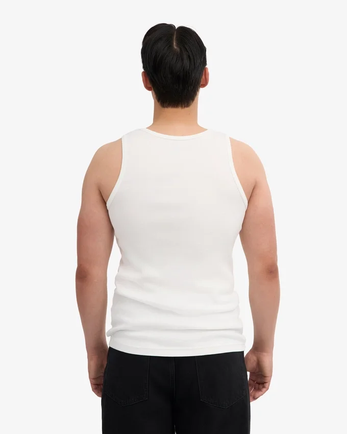 Camiseta de tirantes orgánica de canalé - Blanco óptico