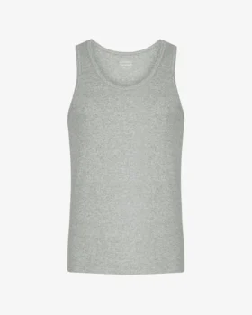 Camiseta de tirantes orgánica de canalé - Gris jaspeado